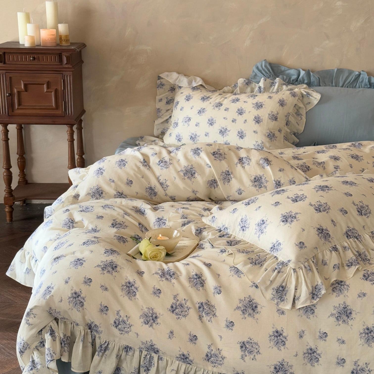 Bluebell Whisper Ruffle Muslin Gauze Bedding Set