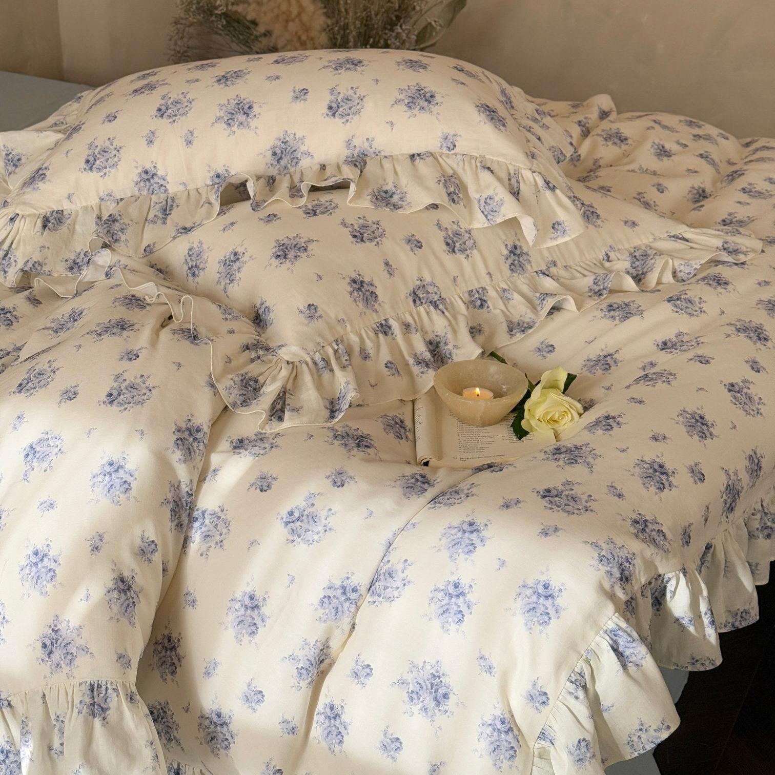 Bluebell Whisper Ruffle Muslin Gauze Bedding Set