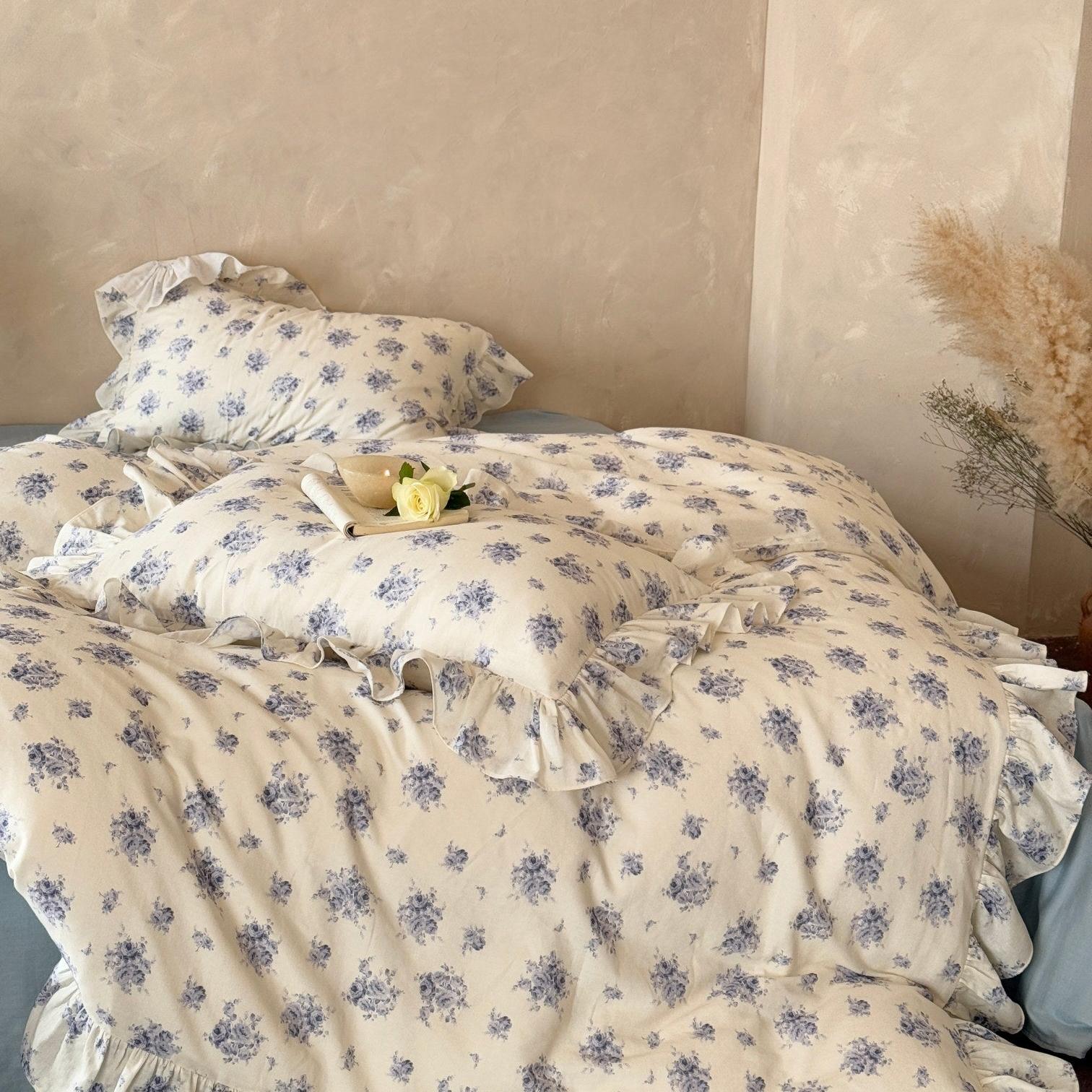 Bluebell Whisper Ruffle Muslin Gauze Bedding Set