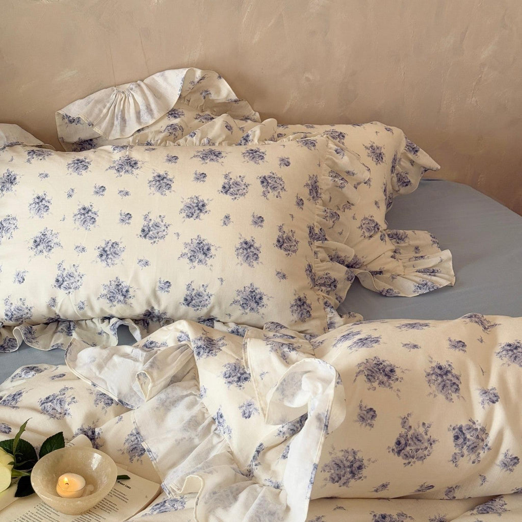 Bluebell Whisper Ruffle Muslin Gauze Bedding Set
