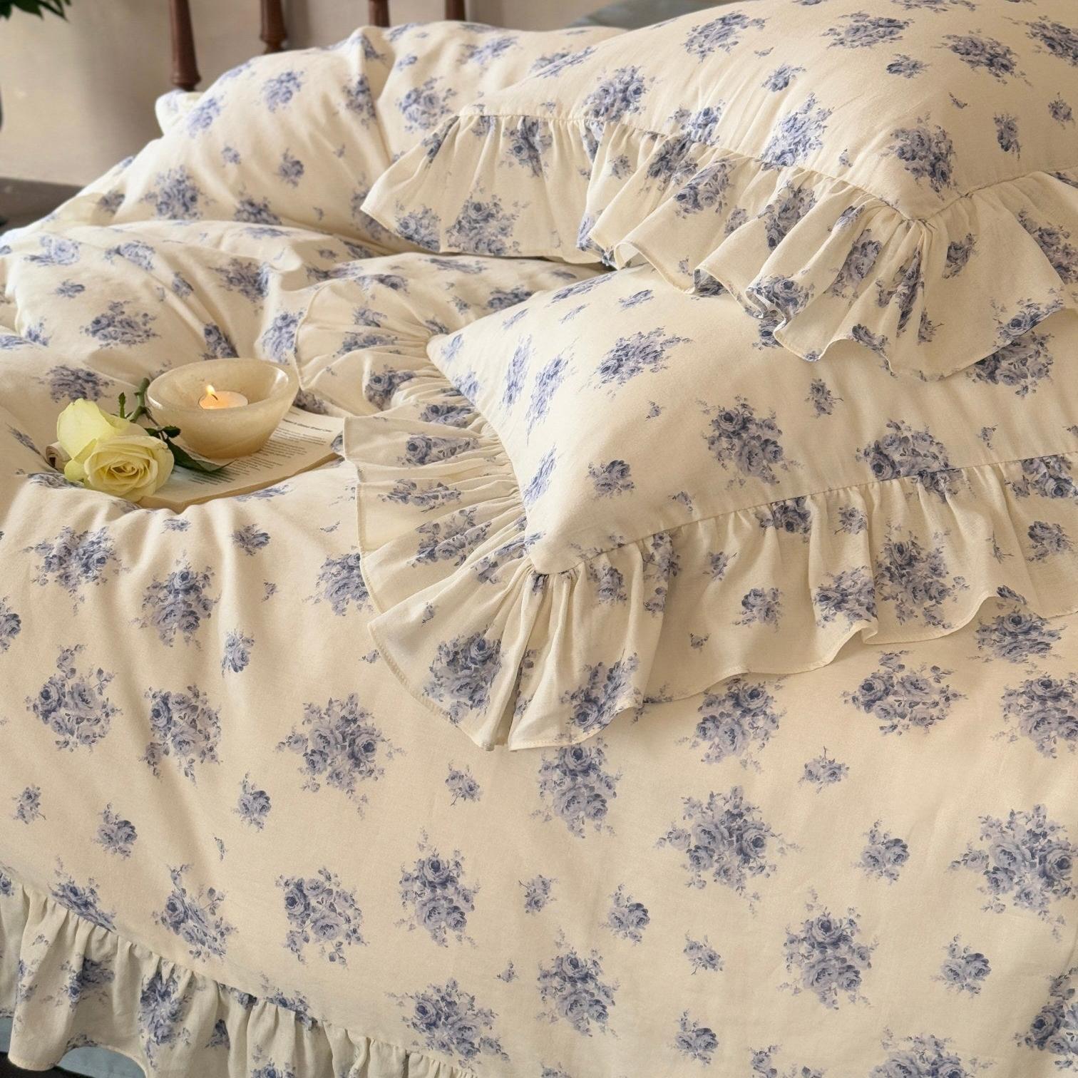 Bluebell Whisper Ruffle Muslin Gauze Bedding Set