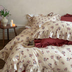 Blush Meadow Ruffle Muslin Gauze Bedding Set