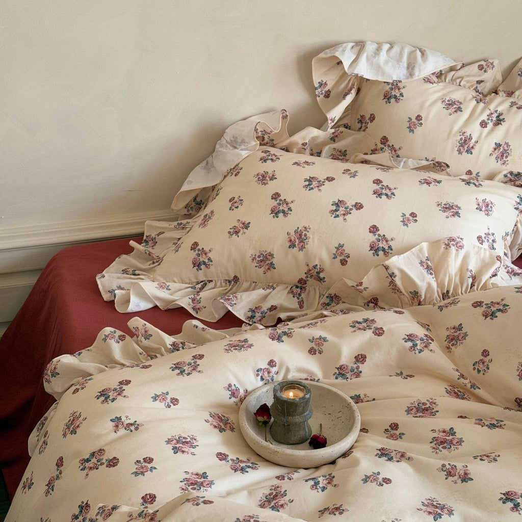 Blush Meadow Ruffle Muslin Gauze Bedding Set