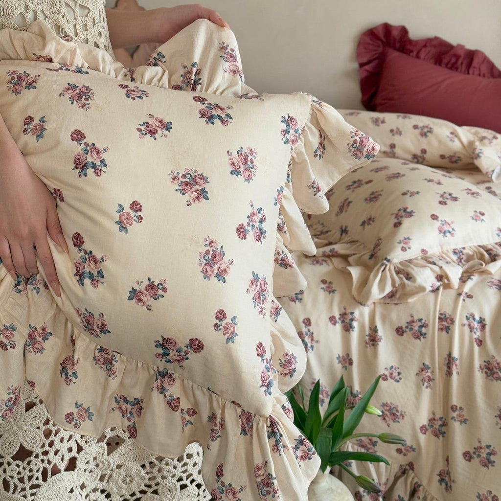 Blush Meadow Ruffle Muslin Gauze Bedding Set