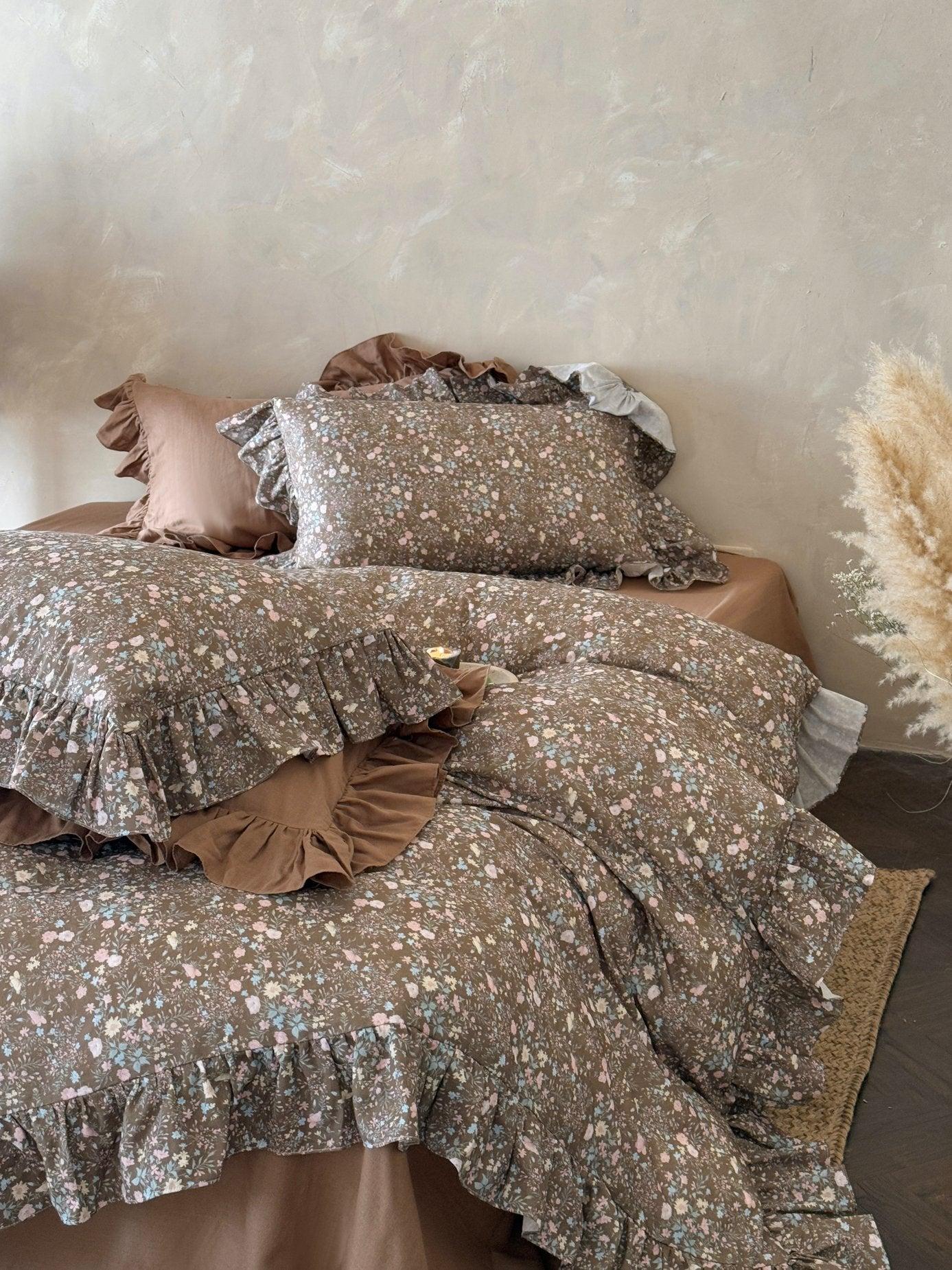 Autumn Meadow Ruffle Muslin Gauze Bedding Set