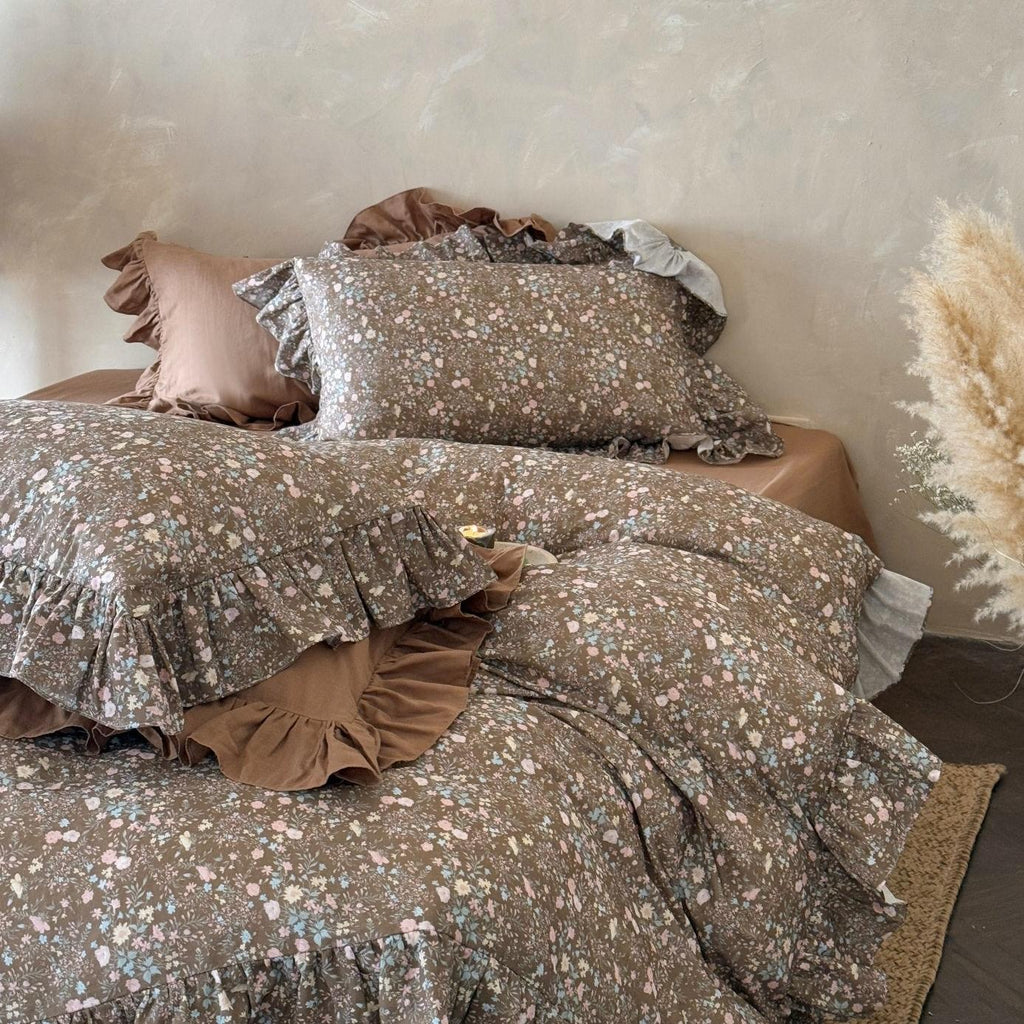 Autumn Meadow Ruffle Muslin Gauze Bedding Set