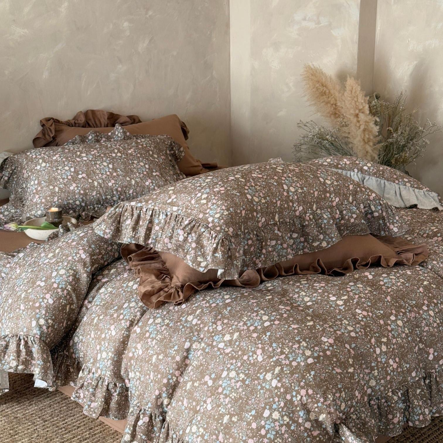 Autumn Meadow Ruffle Muslin Gauze Bedding Set