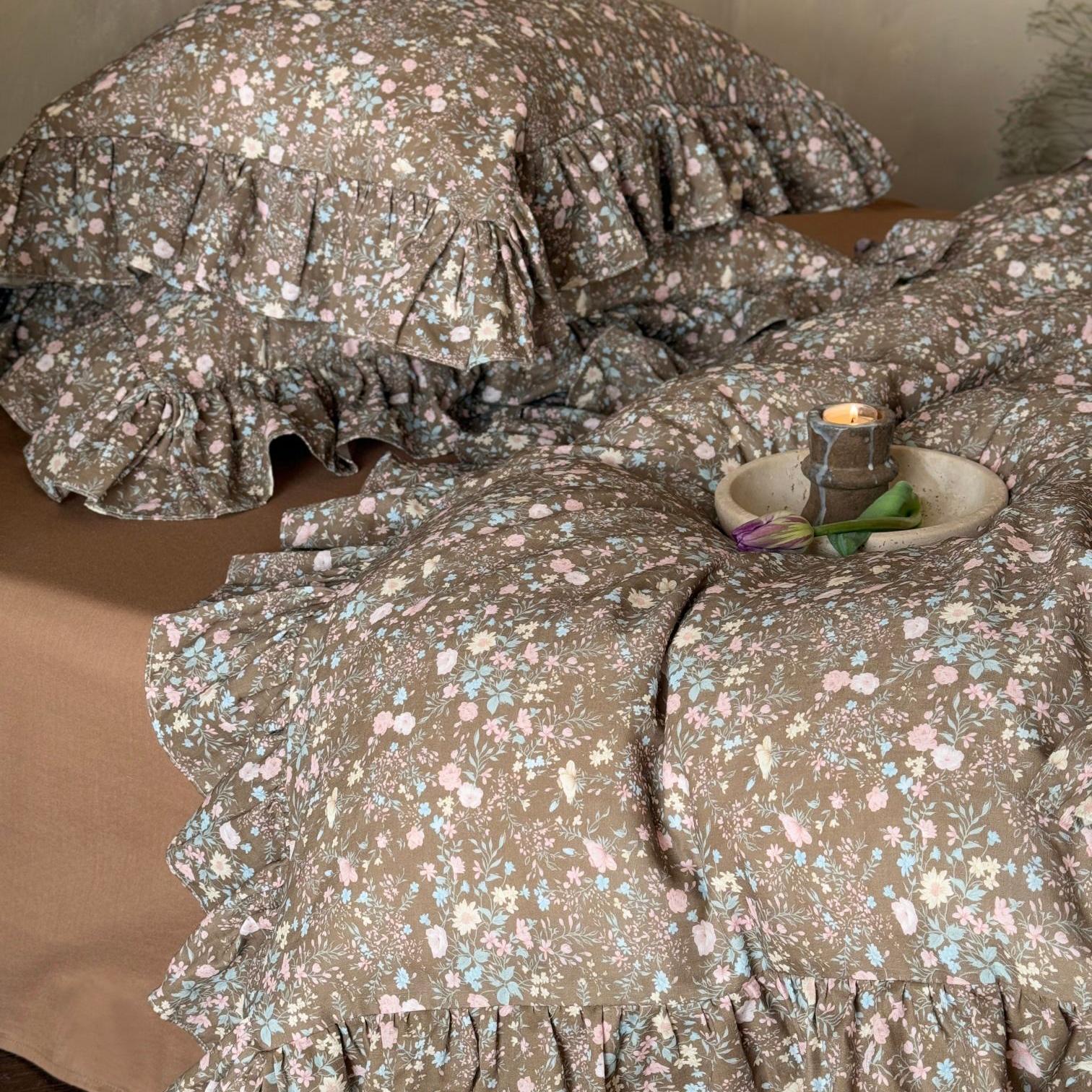 Autumn Meadow Ruffle Muslin Gauze Bedding Set