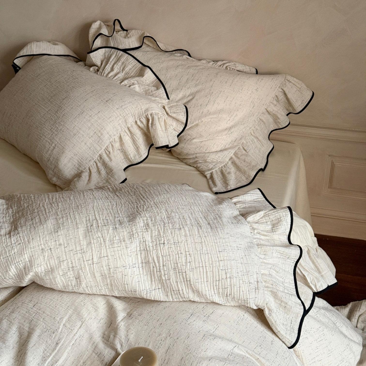 Ivory Whisper Ruffle Cotton Bedding Set