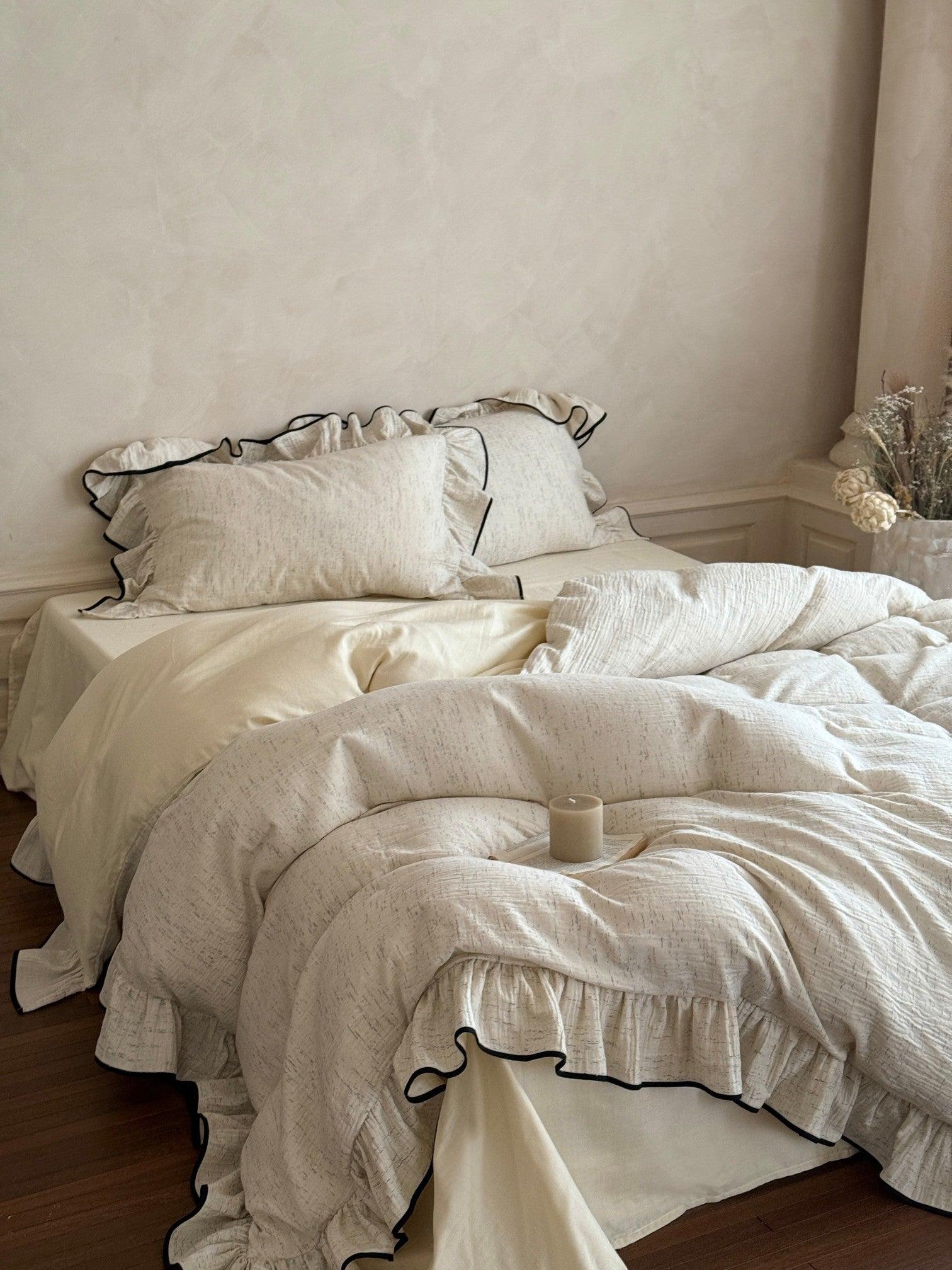 Ivory Whisper Ruffle Cotton Bedding Set