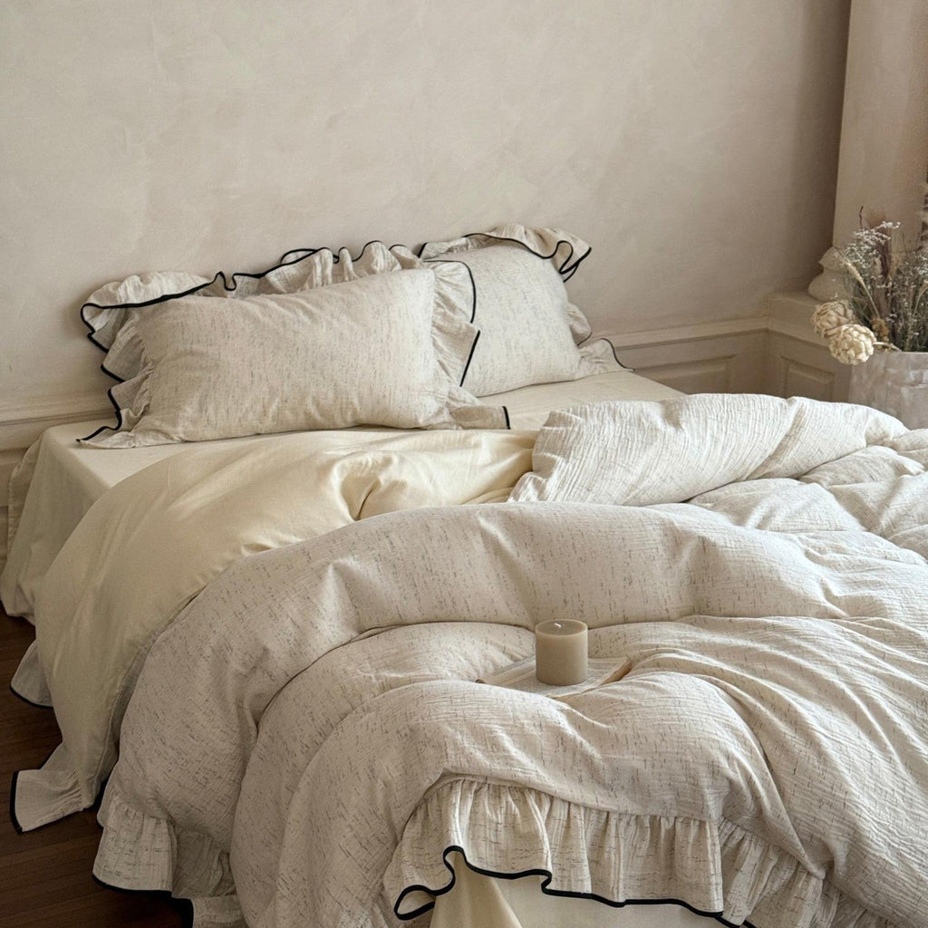Ivory Whisper Ruffle Cotton Bedding Set