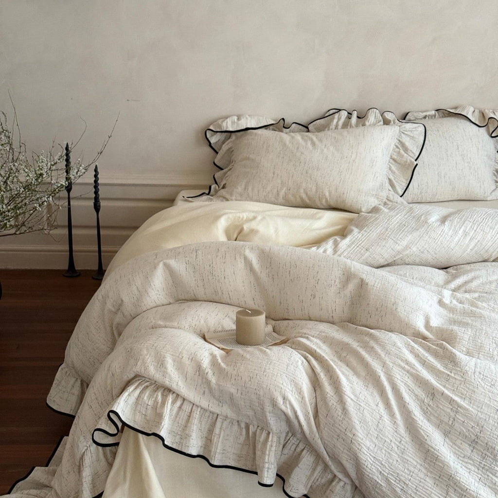 Ivory Whisper Ruffle Cotton Bedding Set