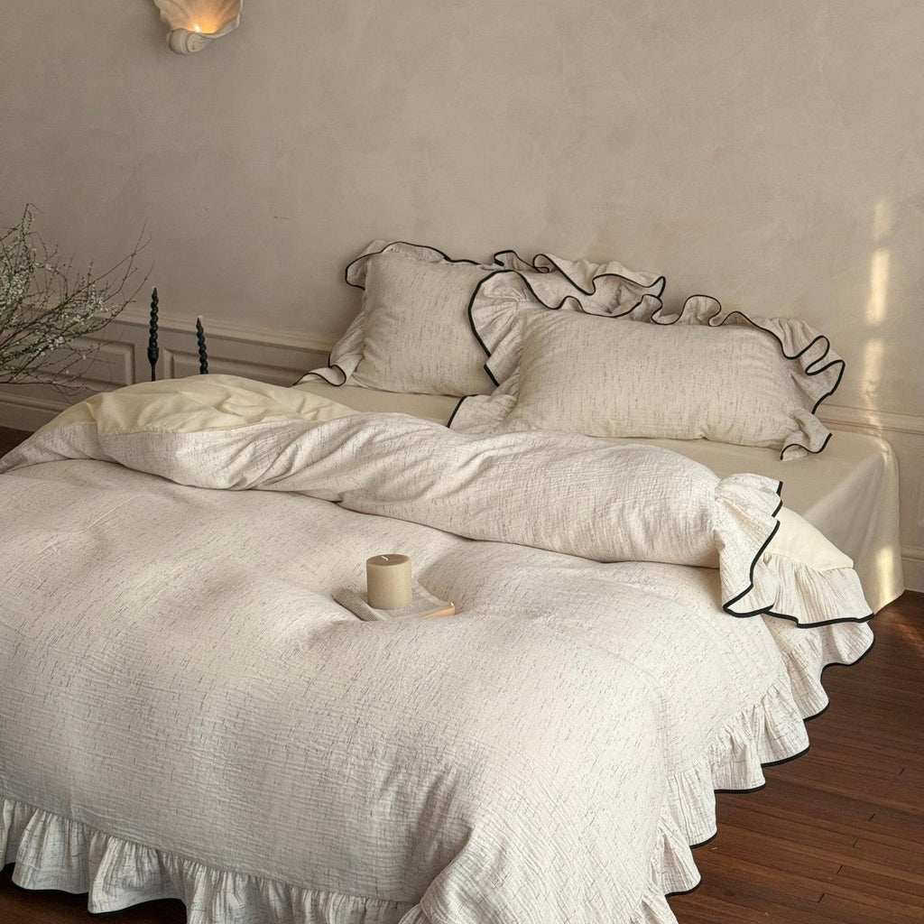 Ivory Whisper Ruffle Cotton Bedding Set