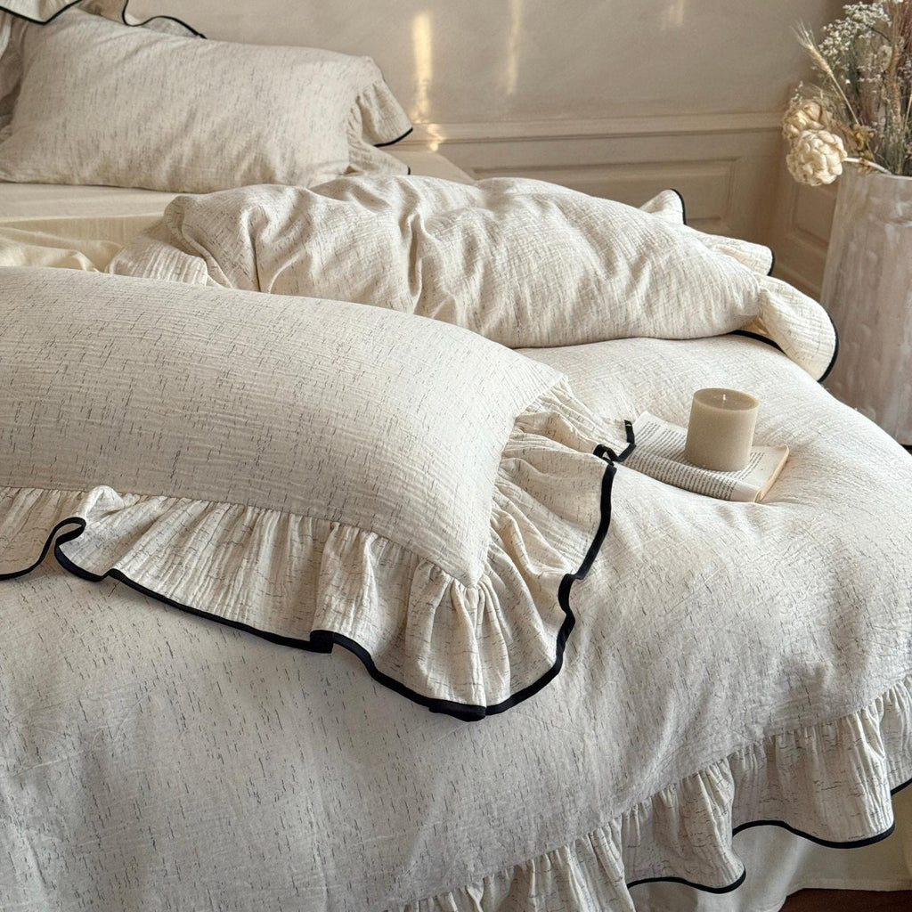 Ivory Whisper Ruffle Cotton Bedding Set