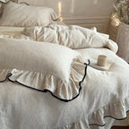 Ivory Whisper Ruffle Cotton Bedding Set