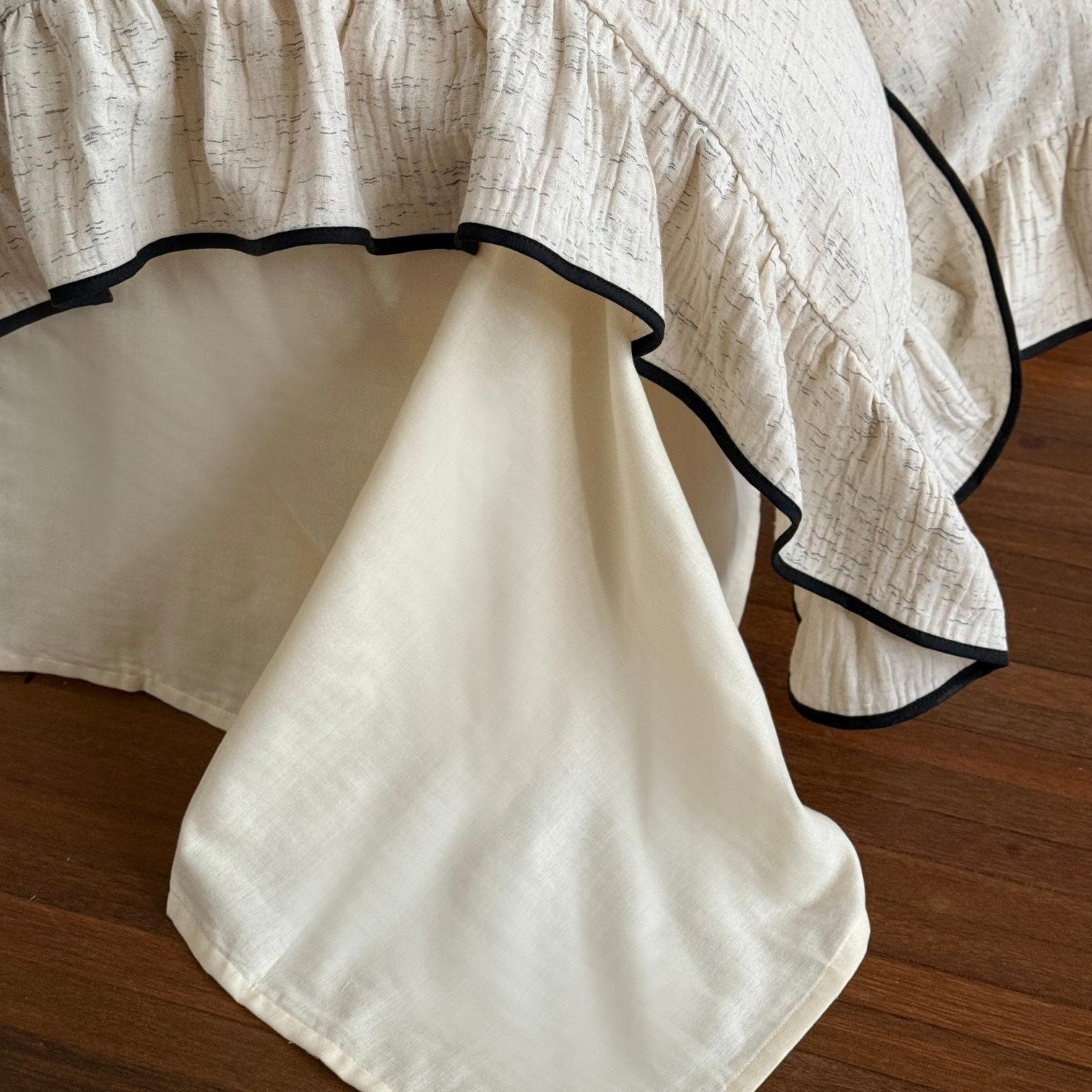 Ivory Whisper Ruffle Cotton Bedding Set