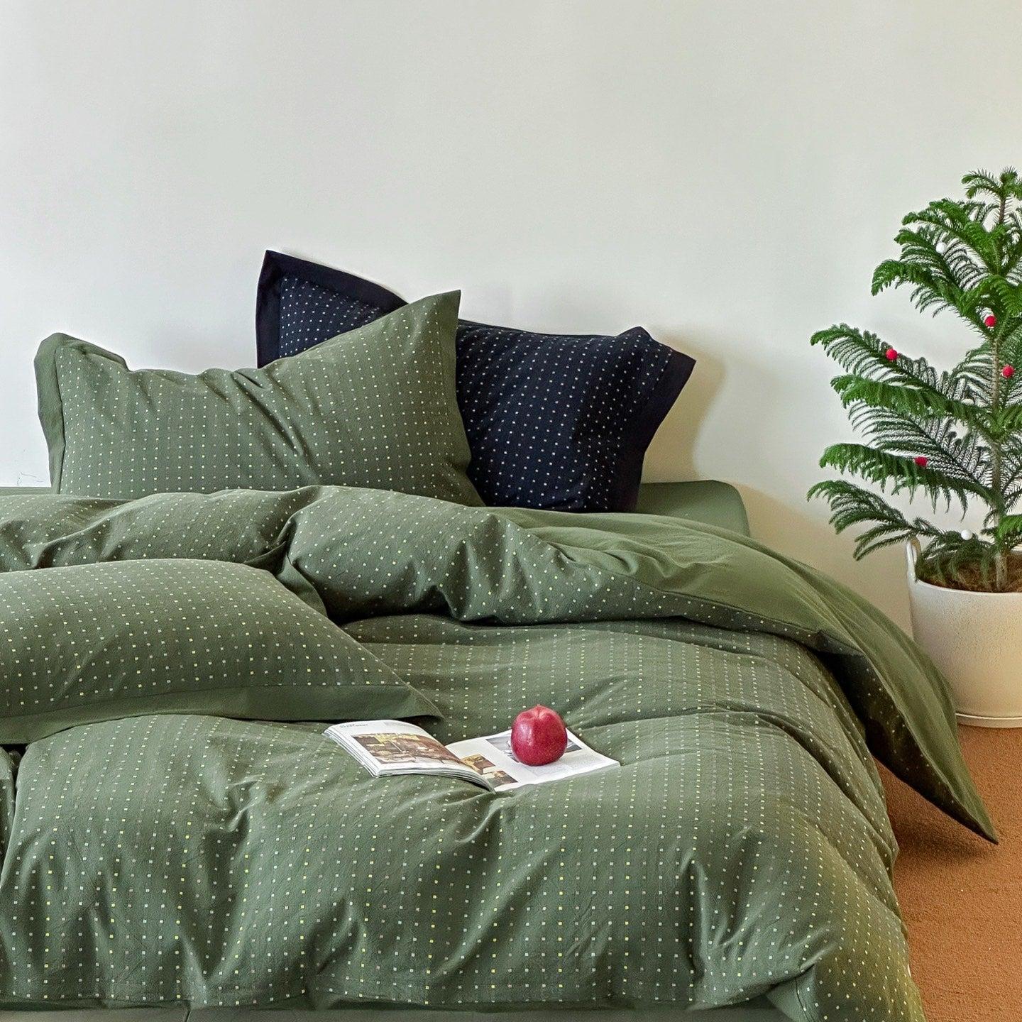 Moss Whisper Square Jacquard Duvet Cover