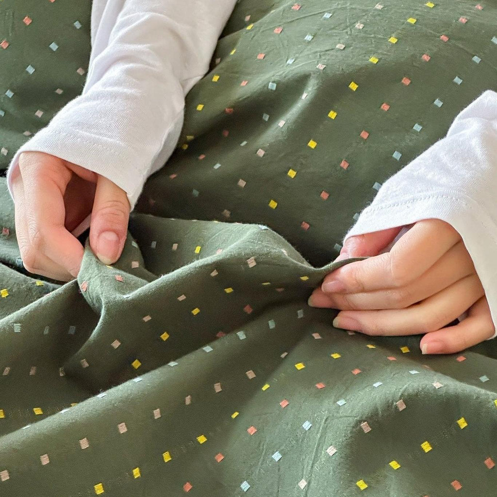 Moss Whisper Square Jacquard Duvet Cover