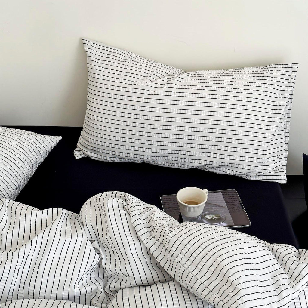 Coastal Mist Stripe Seersucker Duvet Cover