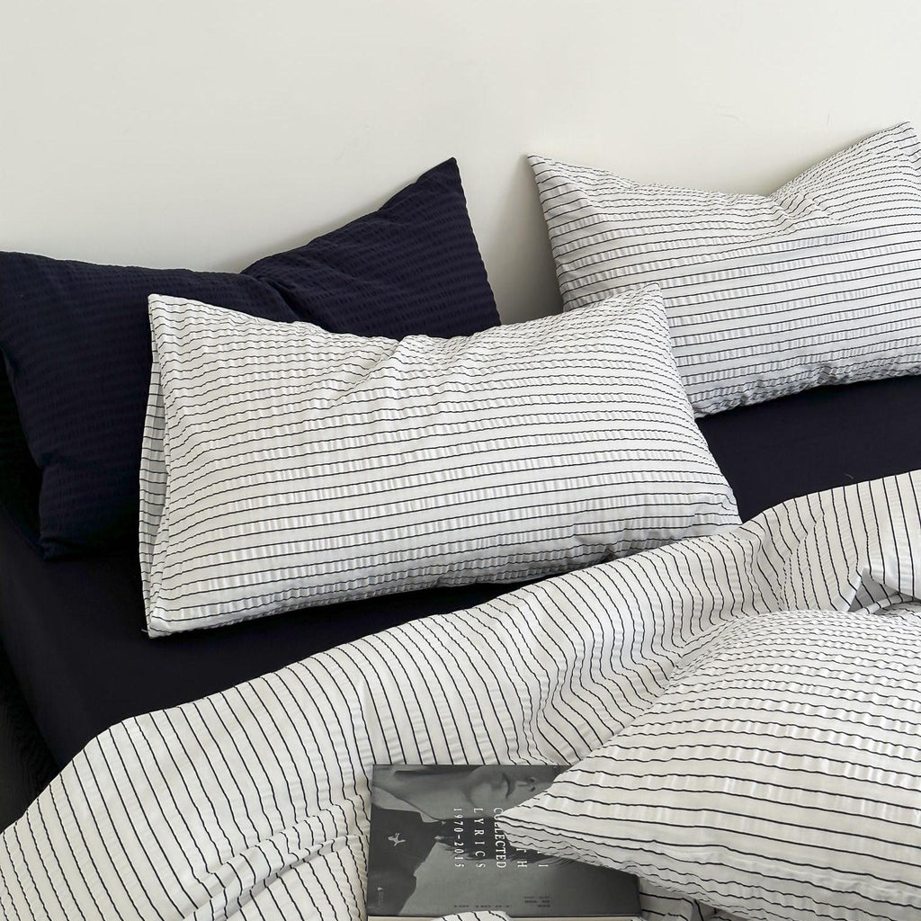 Coastal Mist Stripe Seersucker Duvet Cover