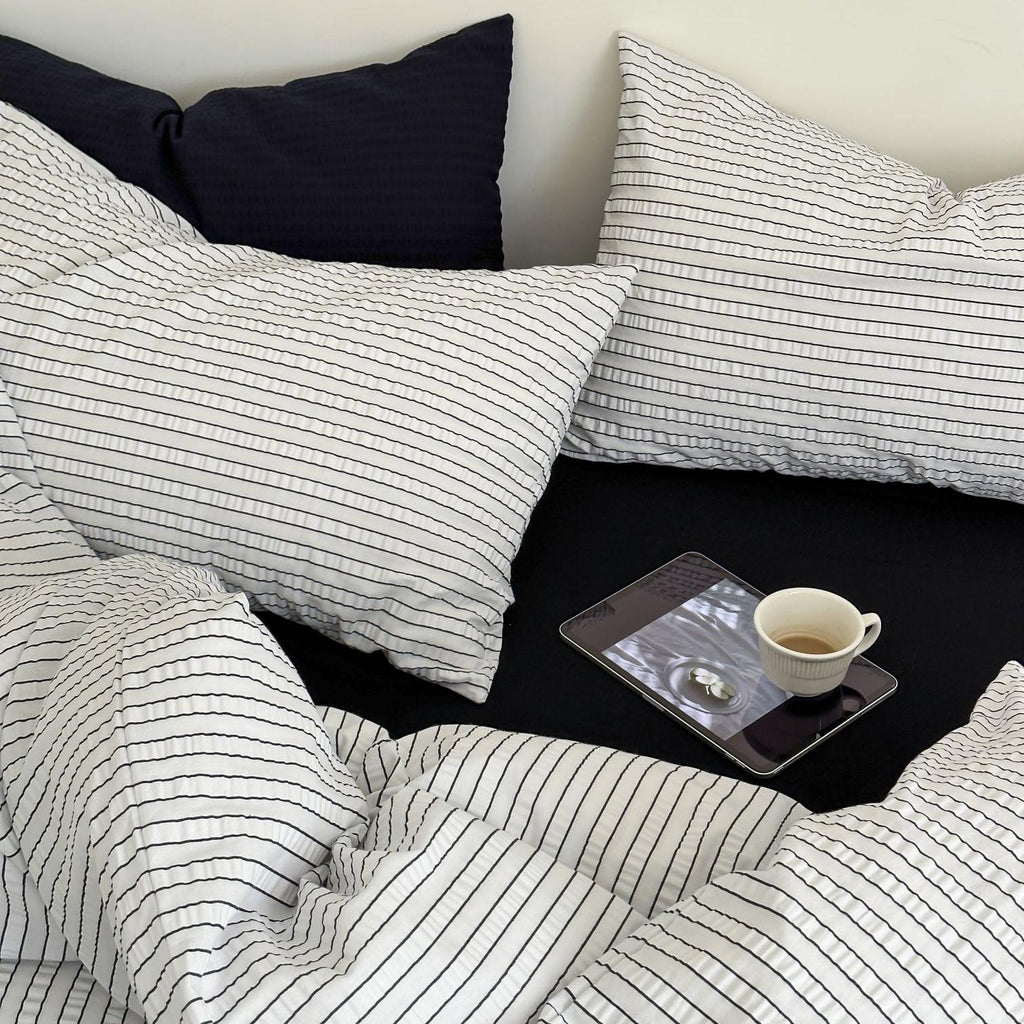 Coastal Mist Stripe Seersucker Duvet Cover