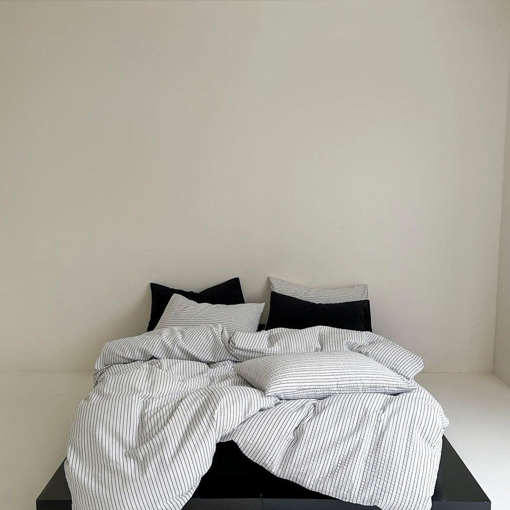 Coastal Mist Stripe Seersucker Duvet Cover