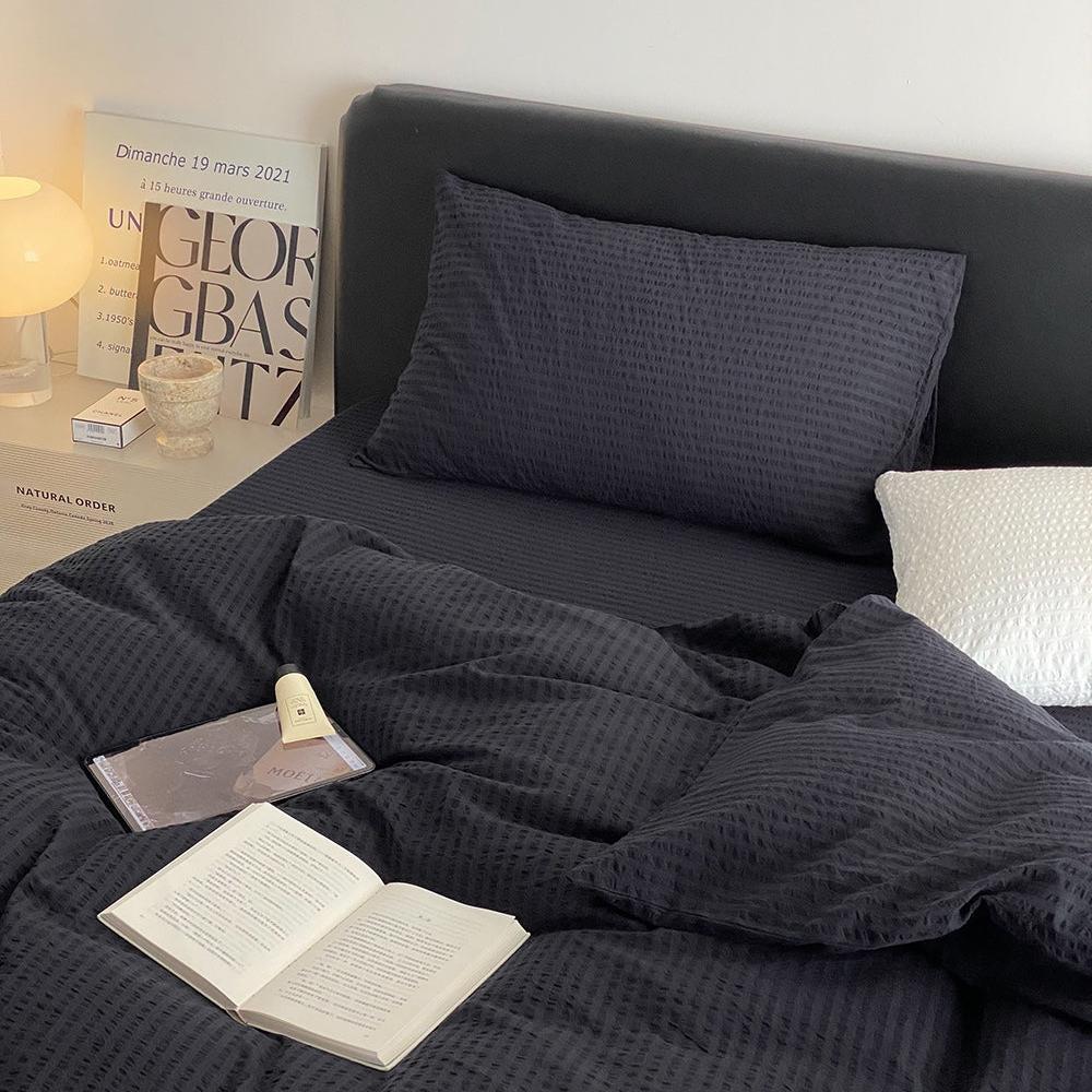 Midnight Stripe Seersucker Duvet Cover