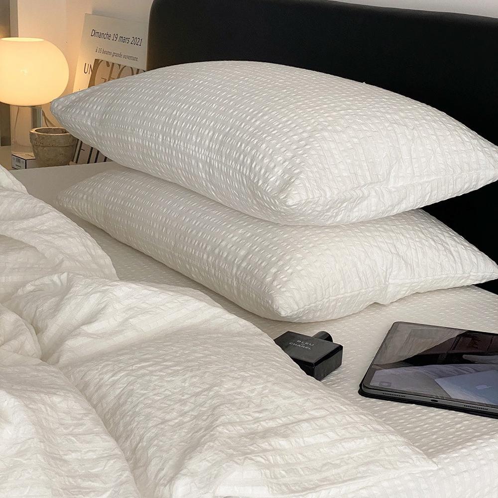 Cloud White Stripe Seersucker Duvet Cover