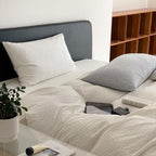 Cloud White Stripe Seersucker Duvet Cover