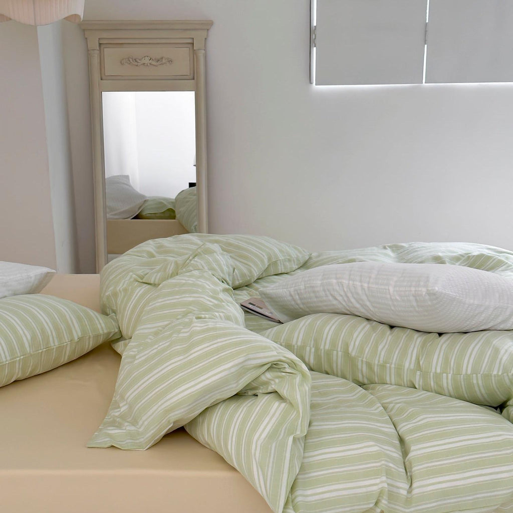 Willow Breeze Stripe Washed Cotton Duvet Cover Set