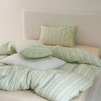 Willow Breeze Stripe Washed Cotton Duvet Cover Set