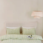 Willow Breeze Stripe Washed Cotton Duvet Cover Set