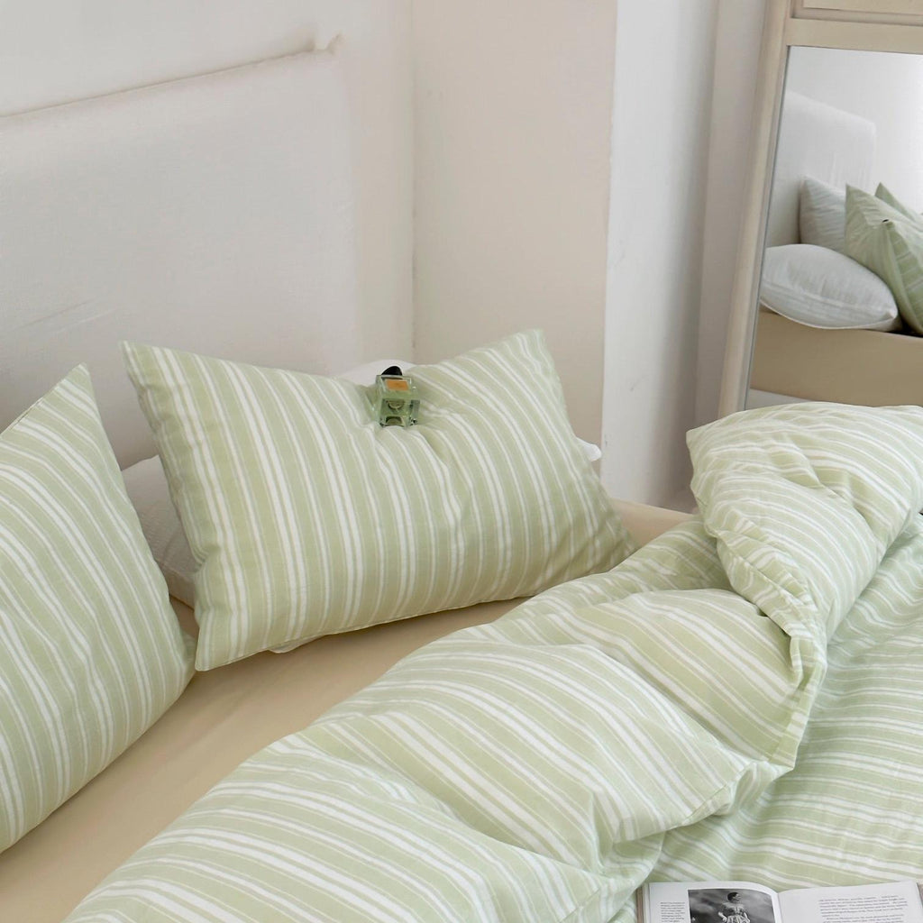 Willow Breeze Stripe Washed Cotton Duvet Cover Set