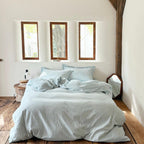 Glacier Vein Jacquard Cotton Duvet Cover -  Aqua