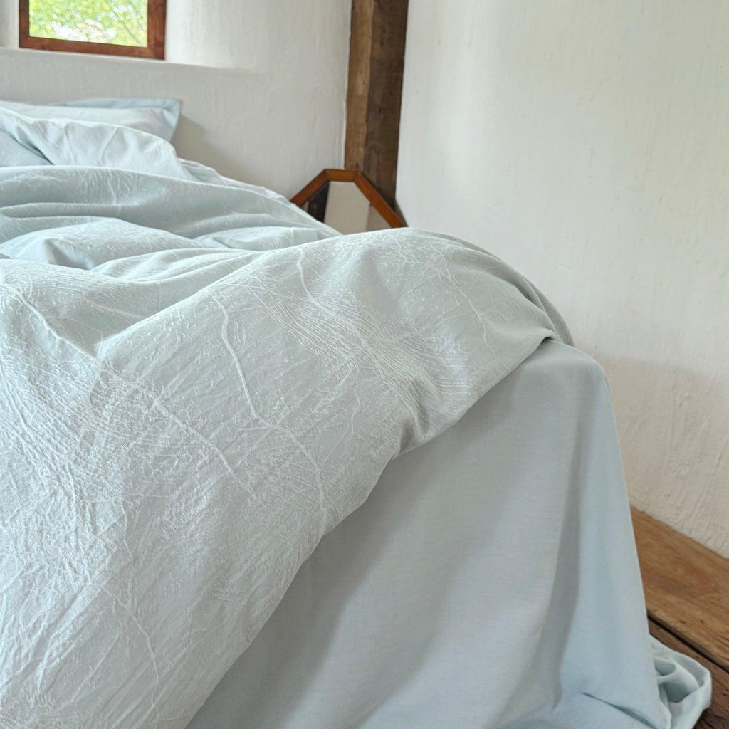 Glacier Vein Jacquard Cotton Duvet Cover -  Aqua
