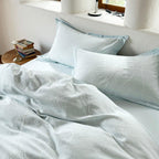 Glacier Vein Jacquard Cotton Duvet Cover -  Aqua