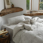 Glacier Vein Jacquard Cotton Bedding Set - Mist Grey