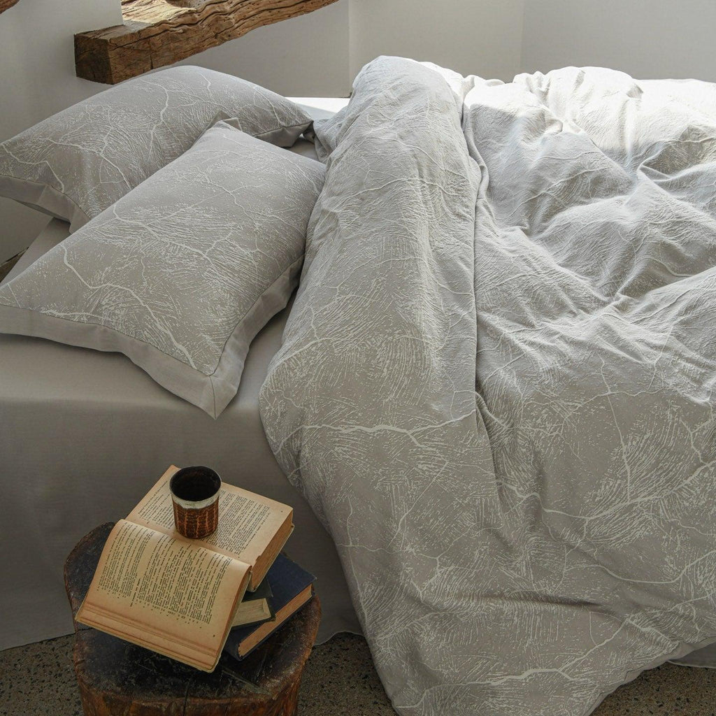Glacier Vein Jacquard Cotton Bedding Set - Mist Grey