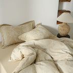 Glacier Vein Jacquard Cotton Bedding Set - Sand Beige