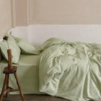 Glacier Vein Jacquard Cotton Bedding Set - Sage Green