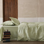 Glacier Vein Jacquard Cotton Bedding Set - Sage Green