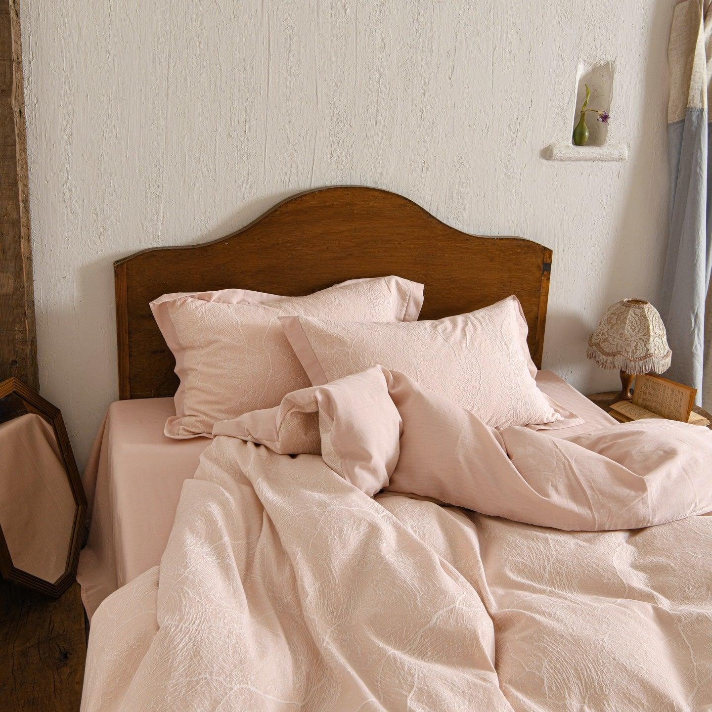 Glacier Vein Jacquard Cotton Bedding Set - Blush Rose