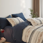 Nordic Fair Isle Jacquard Duvet Cover Set - Blue