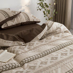 Nordic Fair Isle Jacquard Duvet Cover Set - Beige