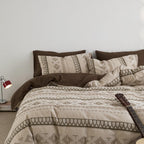 Nordic Fair Isle Jacquard Duvet Cover Set - Beige