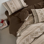 Nordic Fair Isle Jacquard Duvet Cover Set - Beige