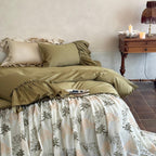 Sage Ruffle Embroidered Bedding Set
