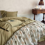 Sage Ruffle Embroidered Bedding Set