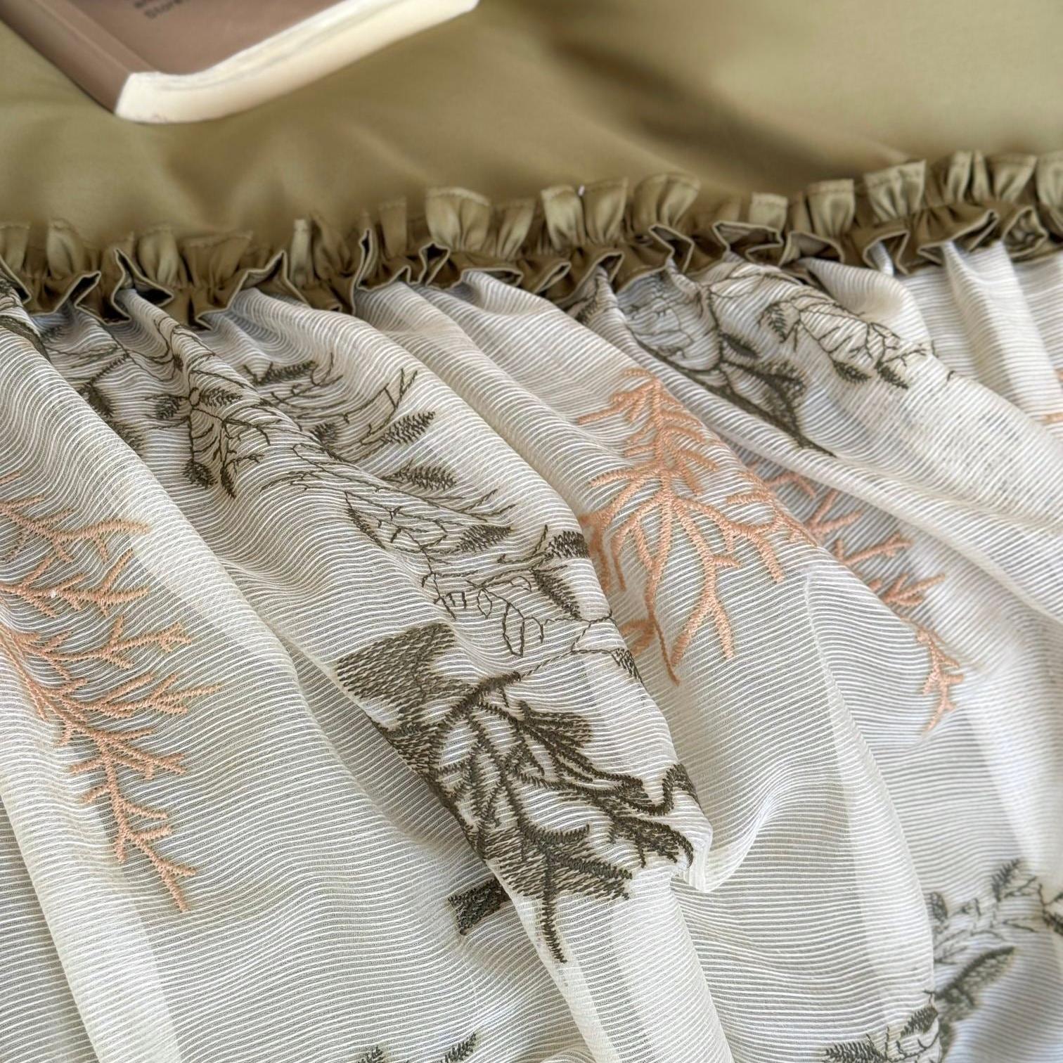 Sage Ruffle Embroidered Bedding Set