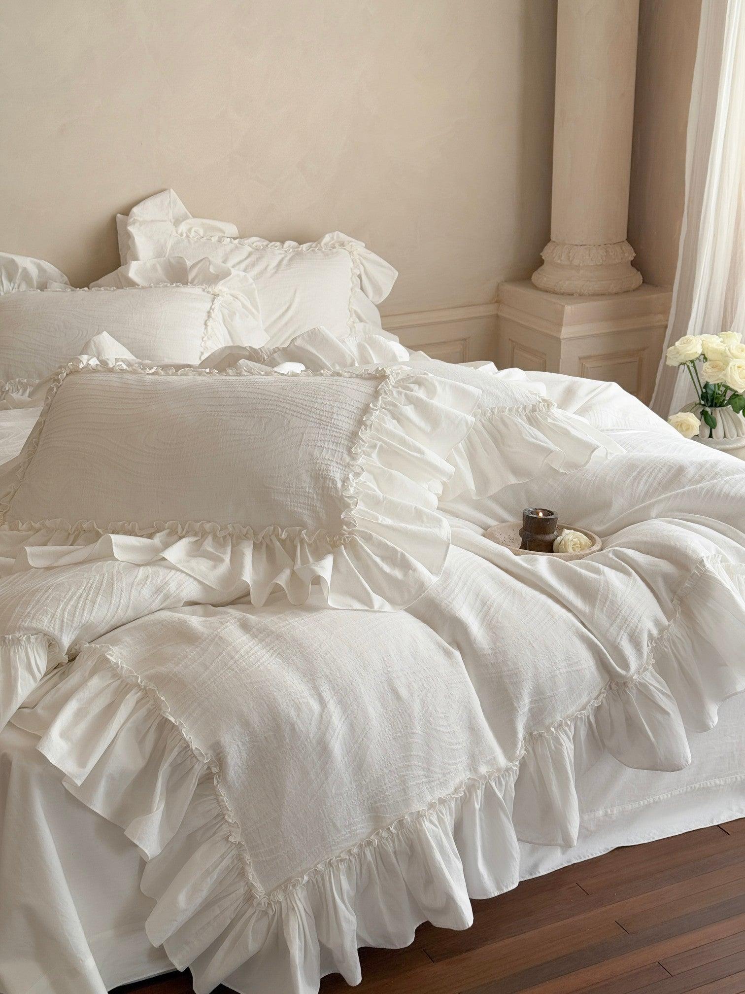 Soft-Grain Jacquard Cotton Ruffle Bedding